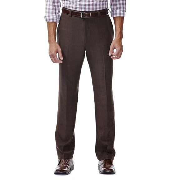 Haggar Other - Haggar Men's E Clo Repreve Stria Classic Fit Flat Front Dress Pant, Brown, 40x32